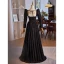 Modest / Simple Black Rhinestone Lace Winter Prom Dresses 2024 A-Line / Princess Square Neckline Long Sleeve Backless Floor-Length / Long Prom Formal Dresses