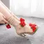 Flower Fairy Beige Prom Appliques Womens Sandals 2025 Ankle Strap 11 cm Stiletto Heels Open / Peep Toe Sandals High Heels