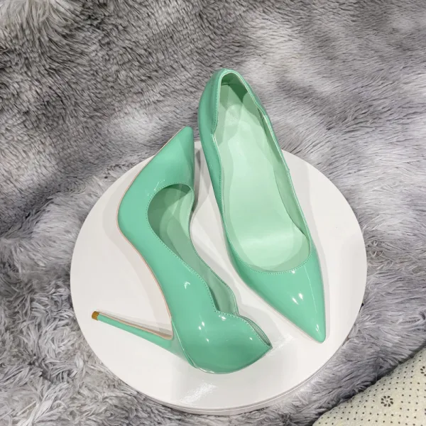 Fashion Mint Green Evening Party Pumps 2022 Patent Leather 12 cm Stiletto Heels Pointed Toe Pumps High Heels