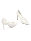 Elegant Ivory Pearl Satin Wedding Shoes 2024 8 cm Stiletto Heels Pointed Toe Wedding Pumps High Heels