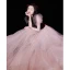 Chic / Beautiful Burgundy Suede Prom Dresses 2022 A-Line / Princess Square Neckline Puffy Short Sleeve Backless Floor-Length / Long Formal Dresses