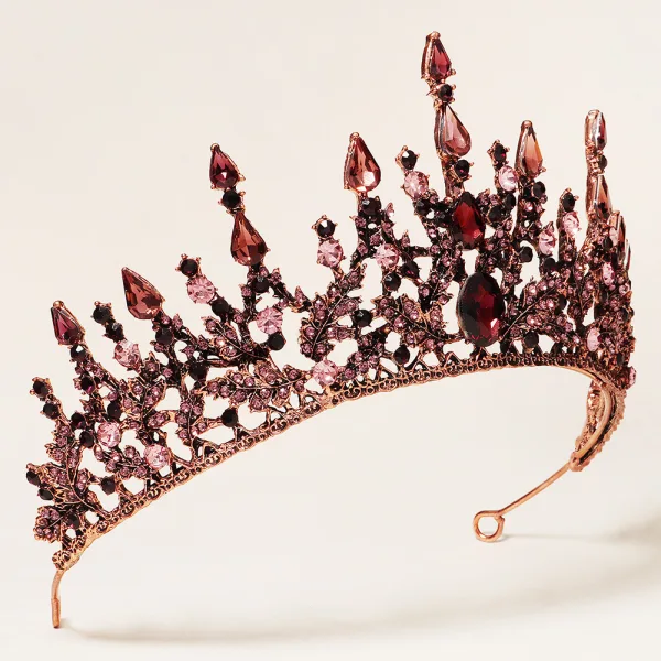 Vintage / Retro Rose Gold Crystal Rhinestone Wedding Tiara Bridal Hair Accessories Alloy 2022