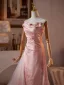 Romantisch Rosa Ballkleider 2026 A Linie Bandeau Ärmellos Rückenfreies Sweep / Pinsel Zug Ball Festliche Kleider