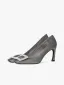 Elegante Grau Ball Strass Satin Pumps 2025 7 cm Stilettos Quadratische Zehe Pumps Hochhackige