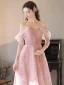 Charmant Rougissant Rose Perlage En Dentelle Fleur Robe De Bal 2024 Princesse De l'épaule Sans Manches Dos Nu Longue Promo Robe De Ceremonie