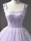 Chic / Belle Lavande Glitter Robe De Bal 2023 Robe Boule Bretelles Spaghetti Sans Manches Dos Nu Longue Promo Robe De Ceremonie