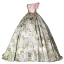 Fantaisie Vert Floral Satin Robe De Bal 2022 Robe Boule Bustier Noeud Sans Manches Dos Nu Longue Robe De Ceremonie