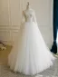 High-end White Handmade  Beading Pearl Sequins Lace Flower Wedding Dresses 2026 Ball Gown Off-The-Shoulder Long Sleeve Backless Floor-Length / Long Tulle