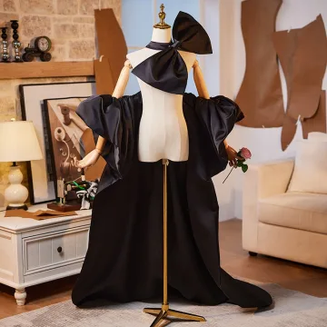 Fashion Black Handmade Satin Bow Short Sleeve Prom Shawl 2025
