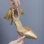 Chic / Beautiful Sky Blue Pearl Ankle Strap Bow Prom Womens Shoes 2024 7 cm Stiletto Heels Pointed Toe High Heels