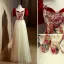 Elegant Burgundy Printing Prom Dresses 2022 A-Line / Princess Square Neckline Short Sleeve Backless Bow Floor-Length / Long Formal Dresses