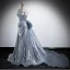 Scintillantes Sexy Argenté Paillettes Robe De Soirée 2024 Trompette / Sirène Bustier Sans Manches Dos Nu Noeud Tribunal Train Soirée Robe De Ceremonie