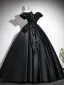 Elegant Black Bow Prom Dresses 2026 Ball Gown Off-The-Shoulder Short Sleeve Backless Floor-Length / Long Formal Dresses