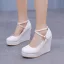 Fashion White 10 cm Wedges Outdoor / Garden Womens Shoes 2024 Round Toe Heels