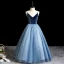 Charming Sky Blue Sequins Evening Party Flower Girl Dresses 2022 Ball Gown V-Neck Sleeveless Backless Floor-Length / Long Flower Girl Dresses