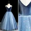 Charming Sky Blue Sequins Evening Party Flower Girl Dresses 2022 Ball Gown V-Neck Sleeveless Backless Floor-Length / Long Flower Girl Dresses