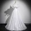 Elegant Ivory Appliques Prom Dresses 2025 A-Line / Princess Off-The-Shoulder Short Sleeve Backless Floor-Length / Long Formal Dresses