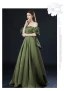 Vintage / Retro Olive Green Prom Dresses 2021 A-Line / Princess Square Neckline Crossed Straps Solid Color Satin Short Sleeve Formal Dresses Sweep Train