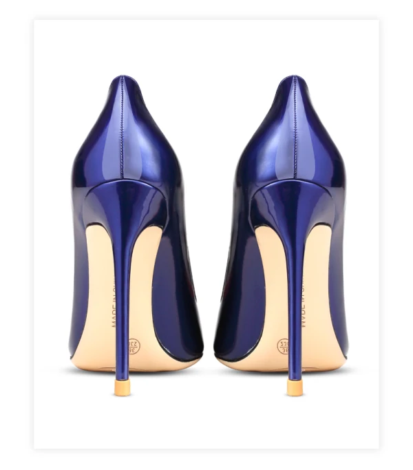 Chic / Belle Bleu Roi Cuir Verni Bureau OL Escarpins 2022 Cuir 10 cm Talons Aiguilles À Bout Pointu Escarpins Talons Hauts