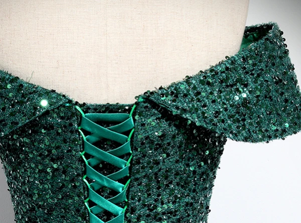 Vintage / Retro Dark Green Beading Sequins Prom Dresses 2024 Ball Gown Off-The-Shoulder Sleeveless Backless Floor-Length / Long Prom Formal Dresses