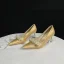 Charmant Goud Satijn Parel Bruidsschoenen 2022 Leer 6 cm Naaldhakken / Stiletto Spitse Neus Huwelijk Pumps Hoge Hakken