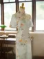 Chinese style Sage Green Butterfly Printing Split Front Cheongsam 2024 Trumpet / Mermaid High Neck Short Sleeve Prom Floor-Length / Long