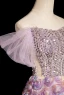Lovely Lavender Beading Sequins Appliques Prom Dresses 2024 A-Line / Princess Off-The-Shoulder Sleeveless Backless Floor-Length / Long Prom Formal Dresses