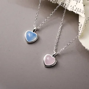 Lovely Blushing Pink Sterling Silver Heart Shaped Necklaces Accessories 2023