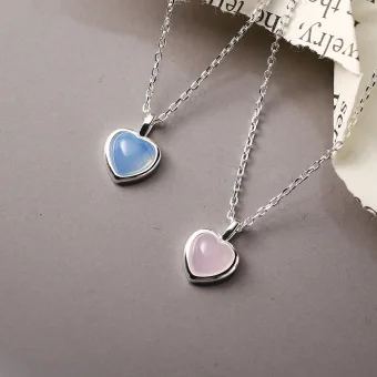 Lovely Blushing Pink Sterling Silver Heart Shaped Necklaces Accessories 2023