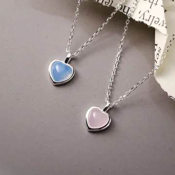 Härlig Rodnande Rosa Saterling Silver Hjärtformad Halsband Tillbehör 2023