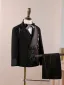 Chinese style Black Rhinestone 6-piece Long Sleeve Boys Wedding Suits 2025 Body Jewellery Coat Pants Shirt Tie Vest