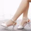 Simple Blanche Promo Satin Perle Sandales Femme 2023 Bride Cheville 6 cm Talons Aiguilles Peep Toes / Bout Ouvert Sandales Talons Hauts