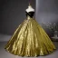 Vintage / Retro Black Gold Ball Gown Prom Dresses 2024 Strapless Sleeveless Backless Floor-Length / Long Prom Formal Dresses