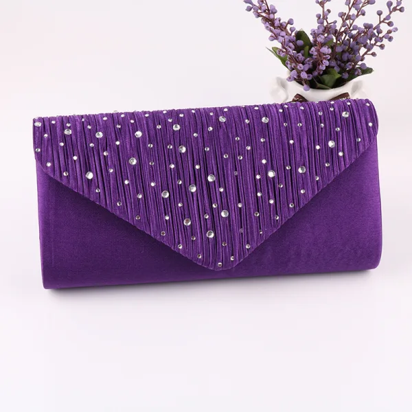 Aprikos Fine Suede Rhinestone Fest Clutch Veske 2023