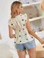 Fabuleux Désinvolte Volants Beige Femme À Pois Blouses 2021 Ordinaire V-Cou Été Sans Manches Hauts