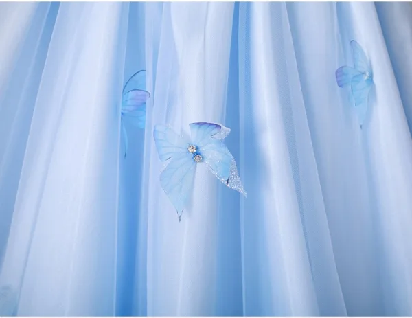 Schöne Himmelblau Schmetterling Ballkleider 2025 Ballkleid Off Shoulder Ärmellos Rückenfreies Schleife Lange Festliche Kleider
