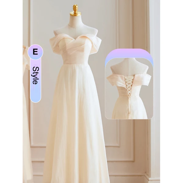 Modest / Simple Lavender Bridesmaid Dresses 2023 A-Line / Princess Off-The-Shoulder Short Sleeve Backless Floor-Length / Long Bridesmaid Dresses