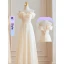 Modest / Simple Lavender Bridesmaid Dresses 2023 A-Line / Princess Off-The-Shoulder Short Sleeve Backless Floor-Length / Long Bridesmaid Dresses
