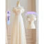Modest / Simple Lavender Bridesmaid Dresses 2023 A-Line / Princess Off-The-Shoulder Short Sleeve Backless Floor-Length / Long Bridesmaid Wedding Party Dresses
