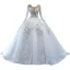 Luxury / Gorgeous White Handmade  Beading Rhinestone Pearl Sequins Wedding Dresses 2023 Ball Gown Scoop Neck Long Sleeve Backless Court Train Wedding
