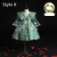 Flower Fairy Sage Green Appliques Lace Flower Birthday Flower Girl Dresses 2024 Ball Gown V-Neck Bell sleeves Court Train Flower Girl Dresses