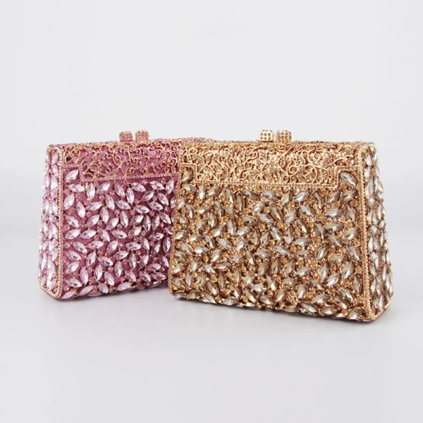 Chic / Beautiful Gold Glitter Pierced Rhinestone Sequins Evening Party Clutch Bags 2022