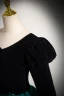 Vintage Dunkelgrün Satin Ballkleider 2024 Ballkleid V-Ausschnitt Lange Ärmel Rückenfreies Lange Ball Festliche Kleider