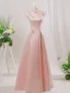 Chinese style Blushing Pink Beading Lace Flower Prom Dresses 2026 A-Line / Princess Floor-Length / Long Polyester High Neck Prom Sleeveless Formal Dresses