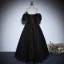 Vintage / Retro Burgundy Prom Dresses 2023 A-Line / Princess Off-The-Shoulder Short Sleeve Backless Floor-Length / Long Prom Formal Dresses