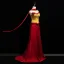 Chinese style Red Beading Appliques Prom Dresses 2026 A-Line / Princess Strapless Sleeveless Backless Sweep Train Evening Party Formal Dresses