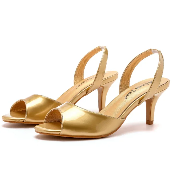 Modest / Simple Gold Casual Summer Womens Sandals 2023 6 cm Stiletto Heels Open / Peep Toe Sandals High Heels