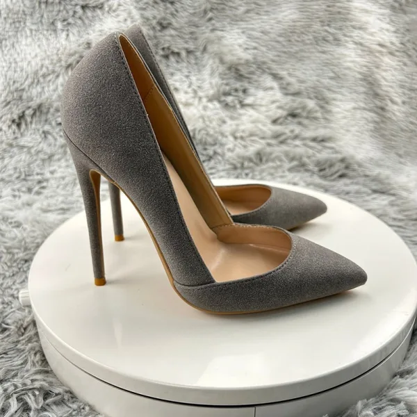 Mooie / Prachtige Bruin Suede Gala Pumps 2025 12 cm Naaldhakken / Stiletto Spitse Neus Pumps Hoge Hakken