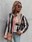 Fashion Women Multi-Colors Stripe Loose Blouses 2021 Lapel  Long Sleeve Street Wear