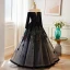 Chic / Beautiful Black Sequins Prom Dresses 2023 A-Line / Princess Off-The-Shoulder 3/4 Sleeve Backless Floor-Length / Long Formal Dresses
